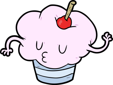 Bir insan tarafından çizilmiş komik bir kek.