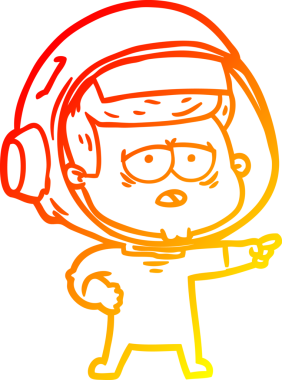 Bir insan tarafından çizilmiş, karikatür, yorgun astronot çizimi.