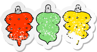 Bir insan tarafından çizilmiş bir karikatür Noel süsünün sıkıntılı çıkartması.