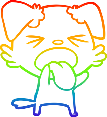 Gökkuşağı gradyan çizgi çizimi bir insan tarafından çizilmiş iğrenç bir köpek.