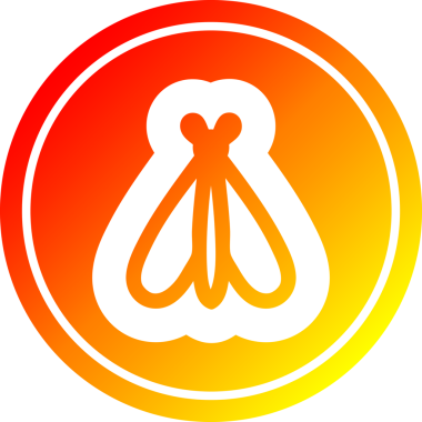 Uçan böcek dairesel simgesi ve sıcak gradyan bir insan tarafından çizilmiş.