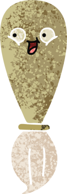 Bir insan tarafından çizilmiş bir boya fırçasının retro çizim tarzı karikatürü