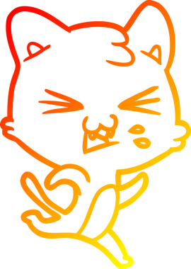 Bir insan tarafından çizilmiş çizgi film kedisinin sıcak çizgi çizimi