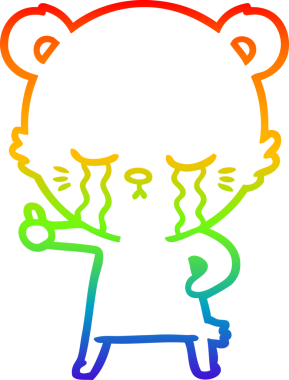 Ağlayan bir ayının çizdiği gökkuşağı gradyanı bir insan tarafından çizilmiş başparmaklar.