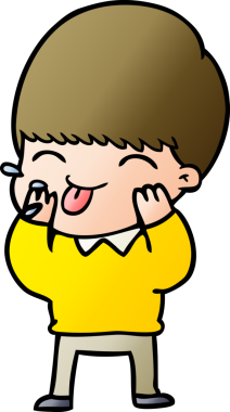 Bir insan tarafından çizilmiş ahududu üfleyen çizgi film çocuğu.