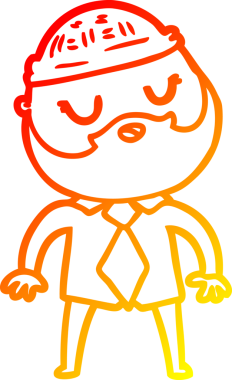 Bir insan tarafından çizilmiş sakallı sevimli bir adamın sıcak çizgi çizimi.