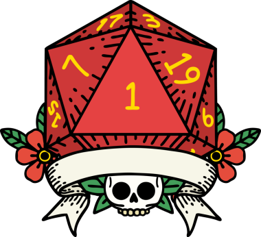 Retro Dövme Biçimi Doğal Bir d20 zar bir insan tarafından çizildi