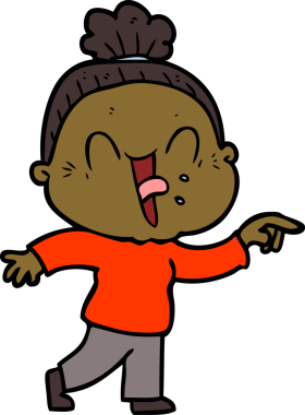 Bir insan tarafından çizilmiş mutlu yaşlı kadın çizgi filmi.