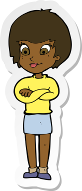 Bir insan tarafından çizilmiş gururlu bir kadının çıkartması.