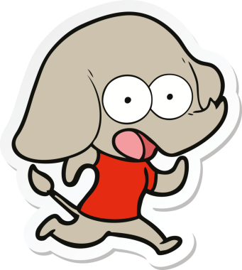 Bir insan tarafından çizilmiş şirin bir fil çıkartması.