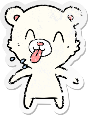 Bir insan tarafından çizilmiş dilden çıkmış kaba bir kutup ayısının sıkıntılı çıkartması.