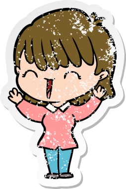 Bir insan tarafından çizilmiş karikatür bir kadının sıkıntılı çıkartması.