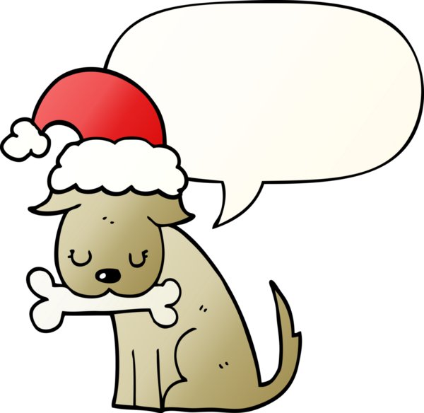Bir insan tarafından çizilmiş hoş bir noel köpeği konuşma baloncuğu ile
