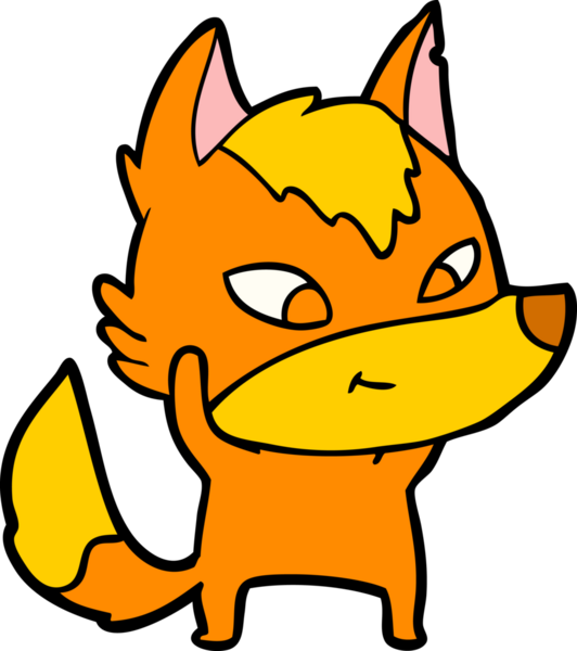 Bir insan tarafından çizilmiş tilki çizgi film karakteri