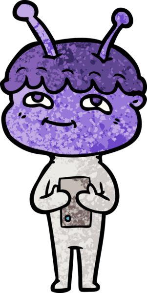 Bir insan tarafından çizilmiş dost canlısı çizgi film uzay adamı.