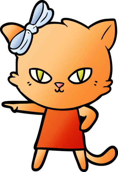 Bir insan tarafından çizilmiş şirin bir çizgi film kedisi.