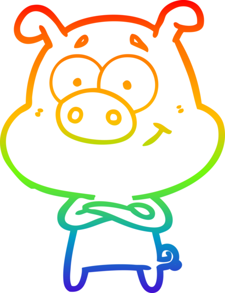 gökkuşağı gradyan çizimi mutlu çizgi domuz çizimi bir insan tarafından çizilmiş