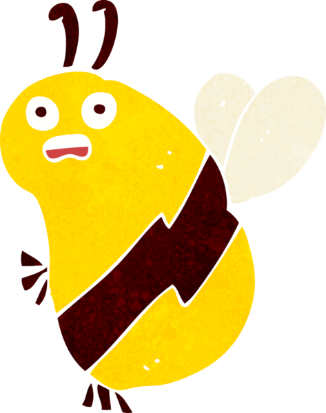 Bir insan tarafından çizilmiş komik çizgi film arısı.