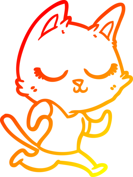 Bir insan tarafından çizilmiş sakin bir çizgi film kedisinin sıcak çizgi çizimi