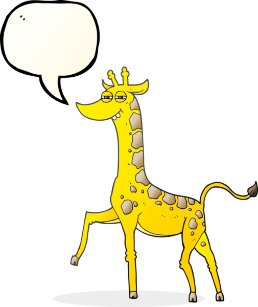 Bir insan tarafından çizilmiş serbest konuşma balonu karikatürü zürafası