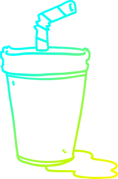 Bir insan tarafından çizilmiş karikatür soda bardağının soğuk gradyan çizgisi.