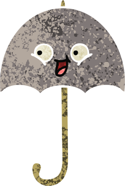 Bir insan tarafından çizilmiş bir şemsiyenin retro çizim tarzı karikatürü