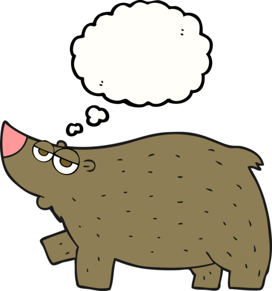 Bir insan tarafından çizilmiş serbest çizim balon karikatür ayısı.