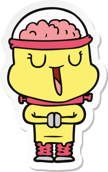 Bir insan tarafından çizilmiş mutlu çizgi film robotunun çıkartması.