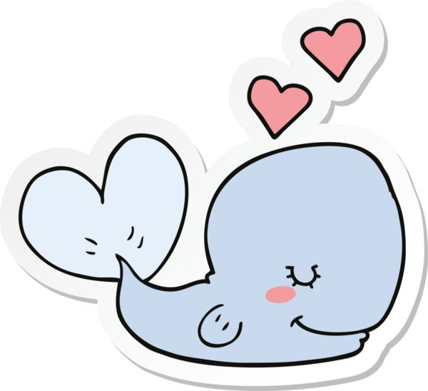 Bir insan tarafından çizilmiş aşık bir balinanın çıkartması.