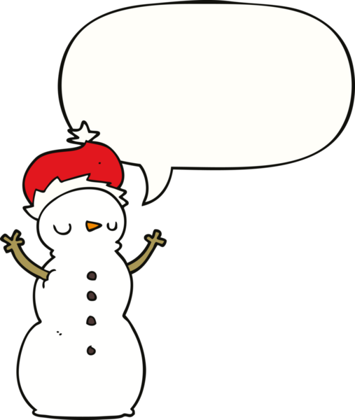 bir insan tarafından çizilmiş konuşma balonlu kardan adam.