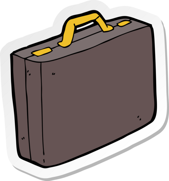 Bir insan tarafından çizilmiş bir evrak çantasının etiketi.