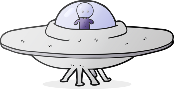 Bir insan tarafından çizilmiş serbest çizim uzaylı uçan daire.