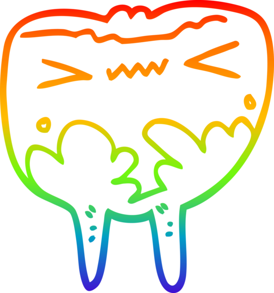 gökkuşağı gradyan çizimi bir insan tarafından çizilmiş çürük diş