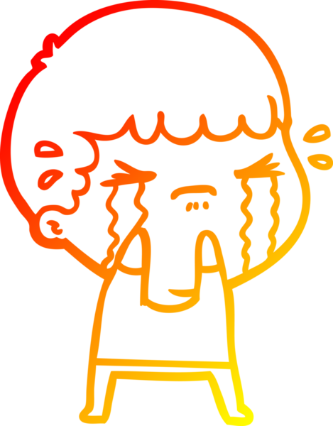 Bir insan tarafından çizilmiş ağlayan bir çizgi film karakteri çizimi.