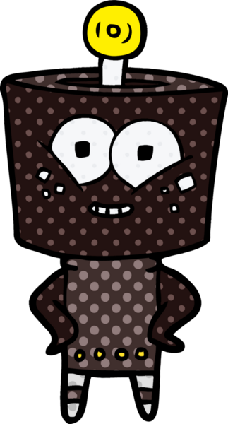 Bir insan tarafından çizilmiş mutlu çizgi film robotu