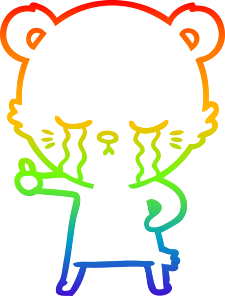 Ağlayan bir ayının çizdiği gökkuşağı gradyanı bir insan tarafından çizilmiş başparmaklar.