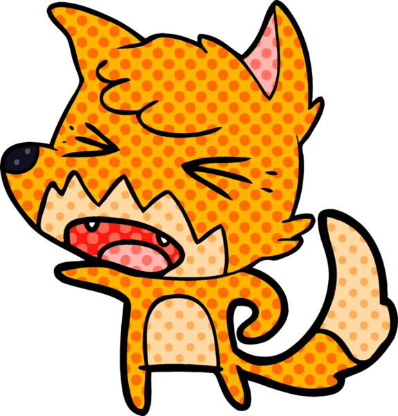 Bir insan tarafından çizilmiş kızgın çizgi film tilkisi.