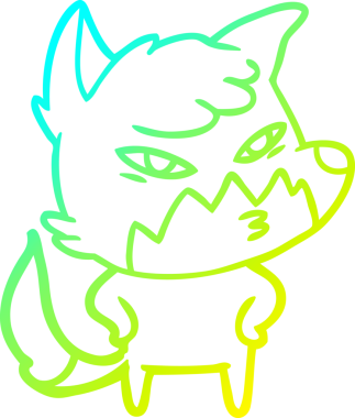 Bir insan tarafından çizilmiş akıllı bir tilkinin soğuk çizgi çizimi.