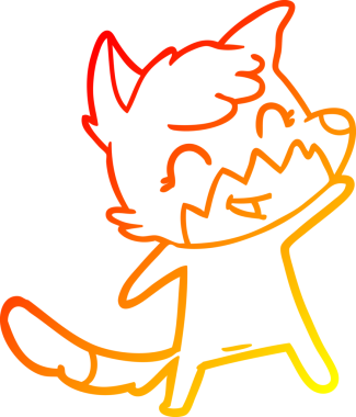 Bir insan tarafından çizilmiş mutlu bir tilkinin sıcak çizgi çizimi