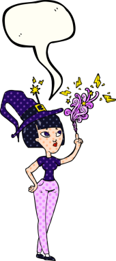 Bir insan tarafından çizilmiş serbest çizilmiş çizgi roman konuşma balonu cadı döküm büyüsü