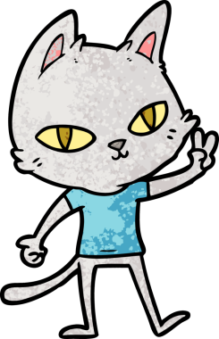 Bir insan tarafından çizilen çizgi film kedisi.