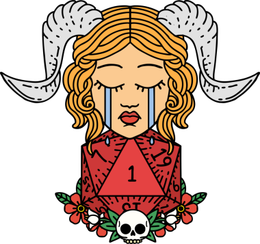 Retro Dövme Tarzı Hüzünlü döşeme Doğal bir d20 zar atışıyla bir insan tarafından çizilmiş