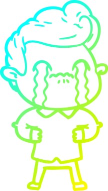 Bir insan tarafından çizilmiş ağlayan bir çizgi film karakteri çizimi.