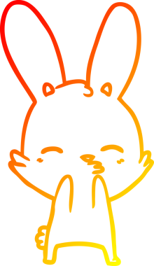 Bir insan tarafından çizilmiş meraklı bir tavşan çizgi filmi.