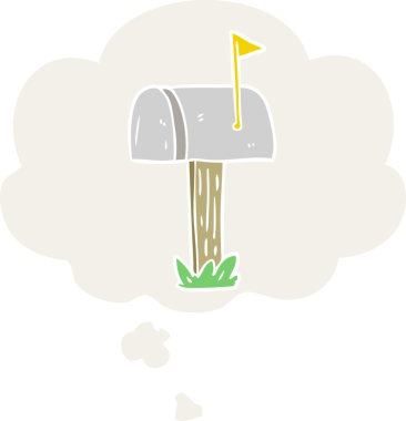 insan tarafından çizilmiş düşünce baloncuklu karikatür posta kutusu