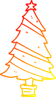 Bir insan tarafından çizilmiş bir karikatür Noel ağacının sıcak gradyan çizimi
