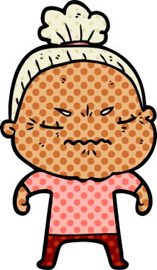 Çizgi film bir insan tarafından çizilmiş yaşlı bir kadın tarafından rahatsız edildi.