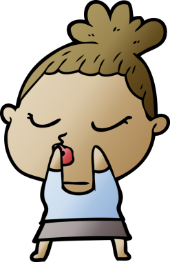 Bir insan tarafından çizilmiş sakin bir kadın çizgi filmi.