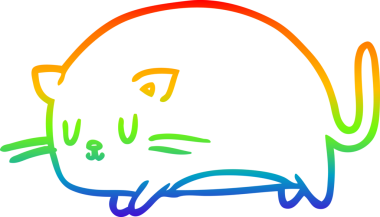 Gökkuşağı gradyan çizgisi Bir insan tarafından çizilmiş sevimli şişman bir kedi çizimi