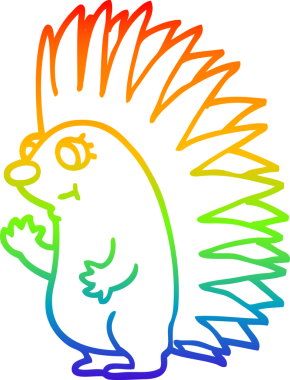 gökkuşağı gradyan çizgi çizimi Bir insan tarafından çizilmiş dikenli kirpi